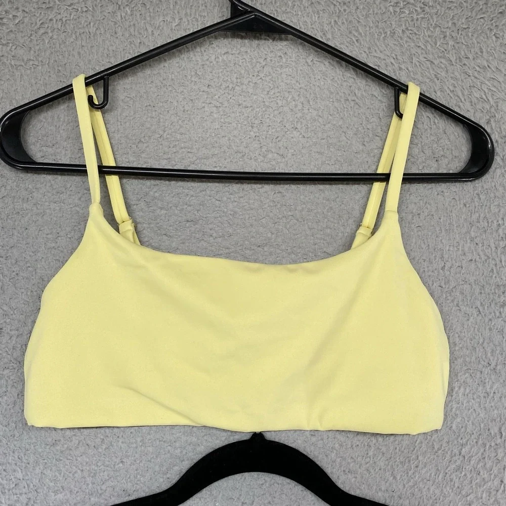 Athleta Bikini Set Womens Small Butter Yellow High Waisted 2 Piece Swim Beach